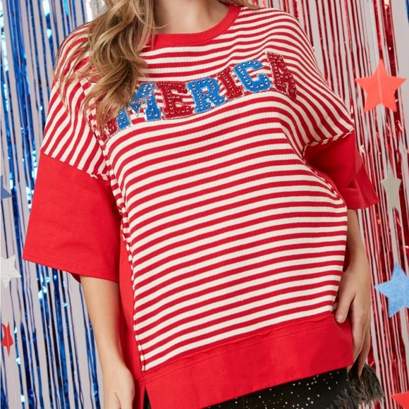 NEW PEACH LOVE USA America top in Red Sequins Size Small - Picture 2 of 6